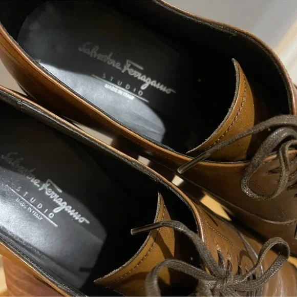 Salvatore Ferragamo Dress Shoes Brown Sz 7.5 - Picture 15 of 16